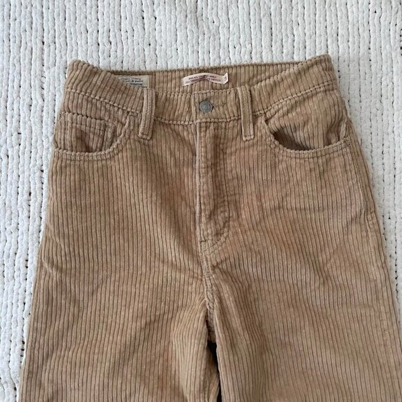 Levi's Tan Corduroy Ribcage Straight Ankle Jeans - Size 25 - Picture 3 of 7